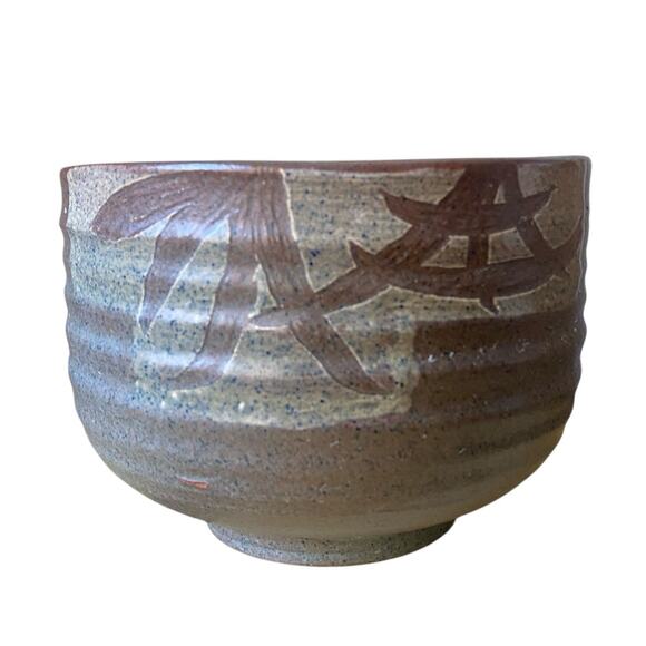 Mid Century Modern Pottery Bowl Artist Signed Palmer 1950 Matte Brown Speckled - Picture 1 of 9